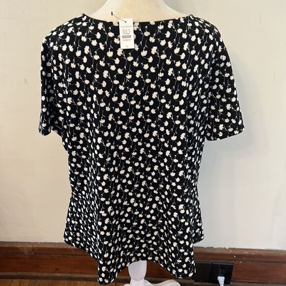Talbots black white patterned short sleeve blouse Size 1X New - Picture 6 of 11